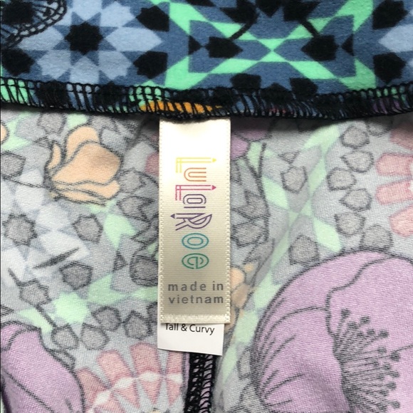Lularoe TC Leggings Purple Floral Flowers - Picture 3 of 3